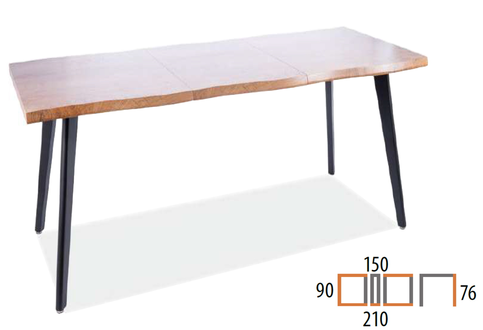 stół rozkładany 150-210 cm Miguel wymiary